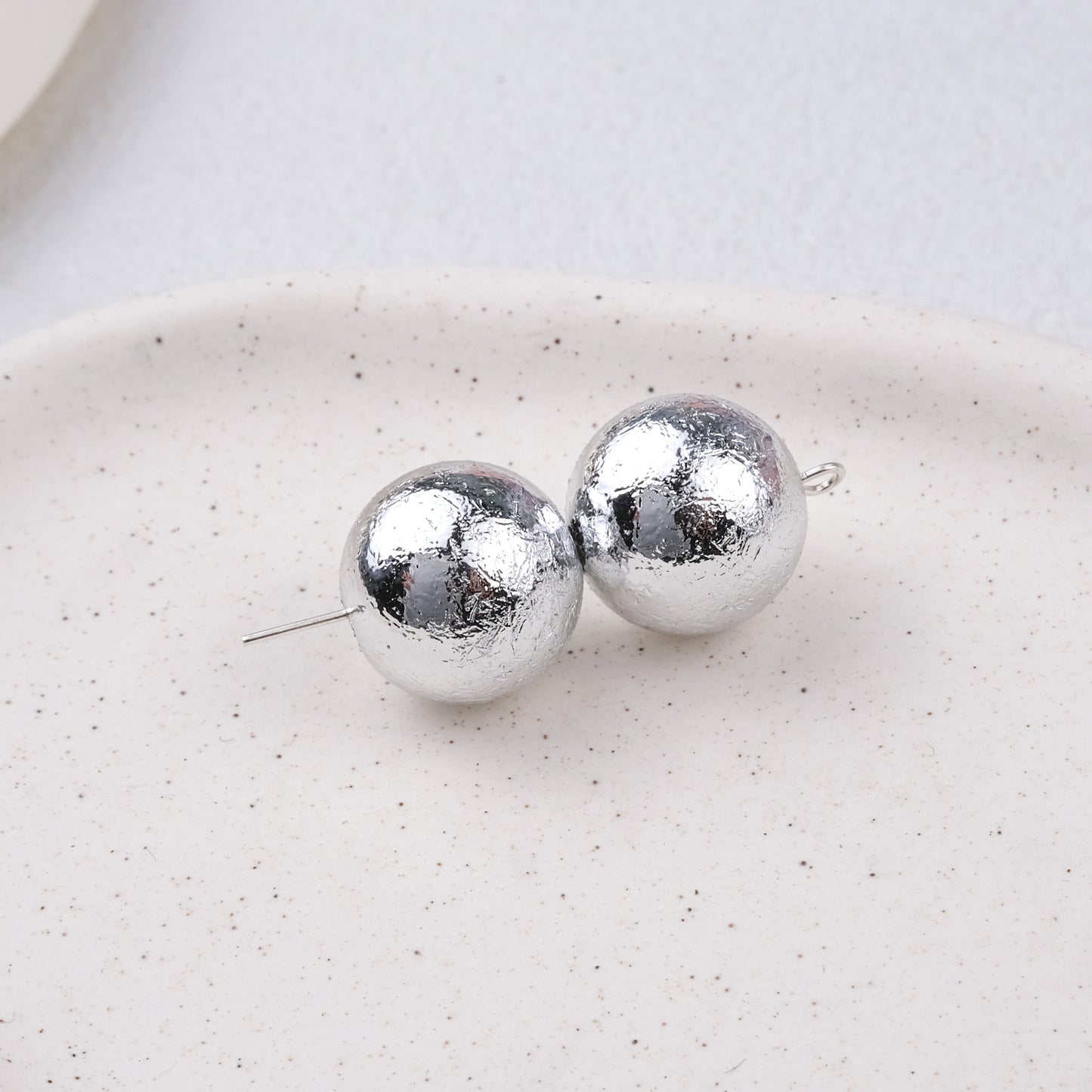 Plating Matte Wrinkle Round Acrylic Beads 10-16mm Metallic 50pcs 6