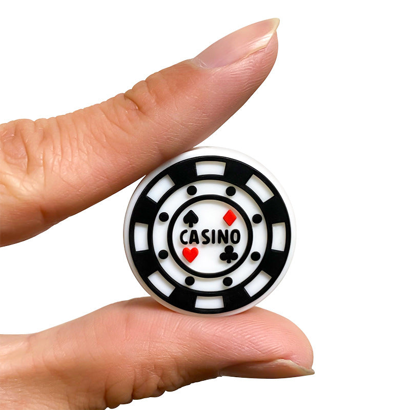 Silicone Focal Beads Casino Chip With Casino Text 20pcs 4