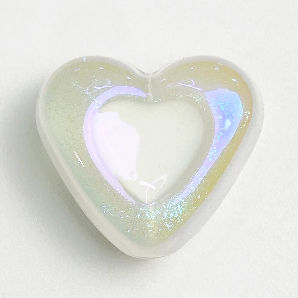 Glow Heart Acrylic Beads 15mm Two-Color Glow In The Dark 50pcs 13