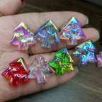 Transparent Christmas Tree Acrylic Beads 25mm UV Plating 100pcs