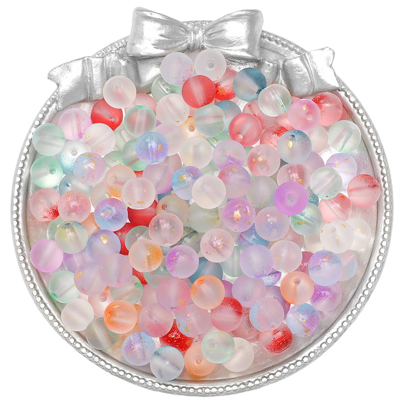 Gradient Frosted Round Glass Beads 8mm Matte Finish Gold Flecks 50pcs 29