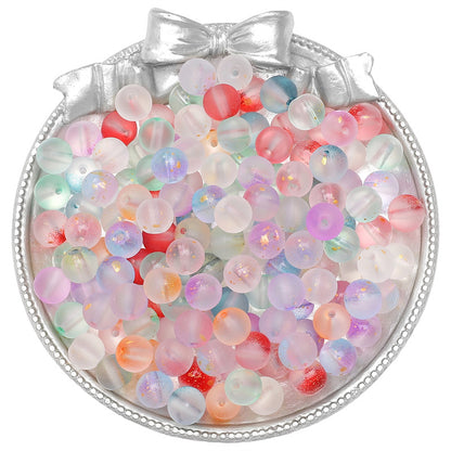 Gradient Frosted Round Glass Beads 8mm Matte Finish Gold Flecks 50pcs 29