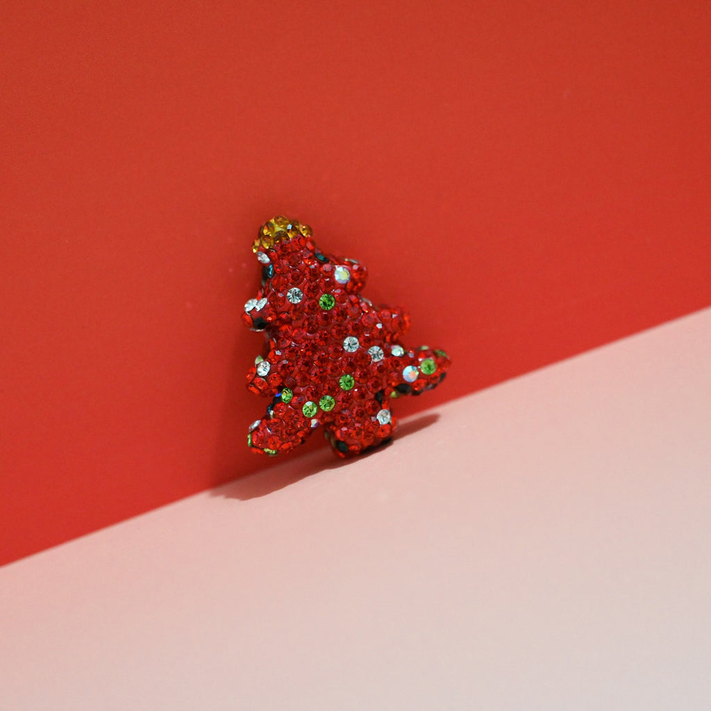 Polymer Clay Christmas Tree Rhinestone Beads 30mm Festive Holiday 10pcs 3