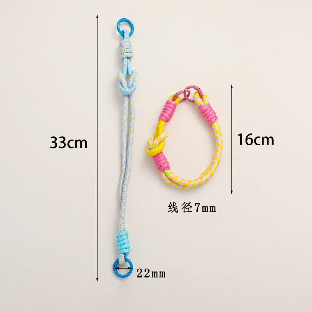 Patterned Macrame Dual Ring Phone Charm Polyester 33cm 2pcs 4