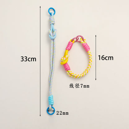 Patterned Macrame Dual Ring Phone Charm Polyester 33cm 2pcs 4