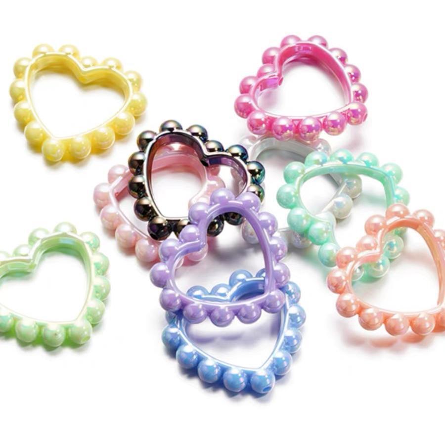 Solid Color Plated Love Circle 39X43mm Acrylic Beads 10pcs 3