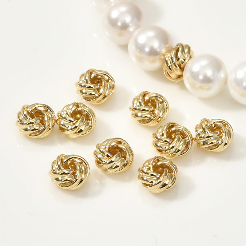 Brass Yarn Ball Metal Beads 7mm Twisted Design 10pcs 4