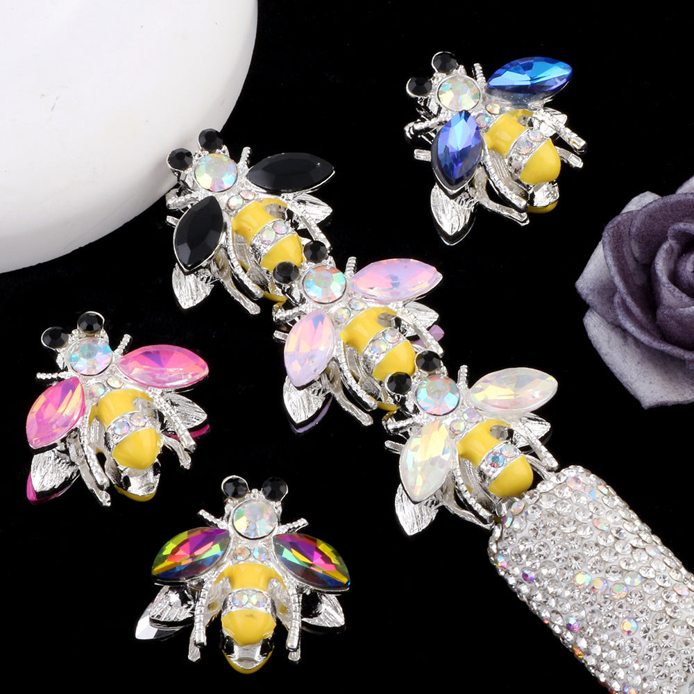 Fancy Bee Alloy Rhinestone Beads 20mm Paved Sparkle 2pcs