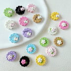 Disc Metal Beads 13mm Baking Painted Rabbit and Flower Alloy 10pcs 2