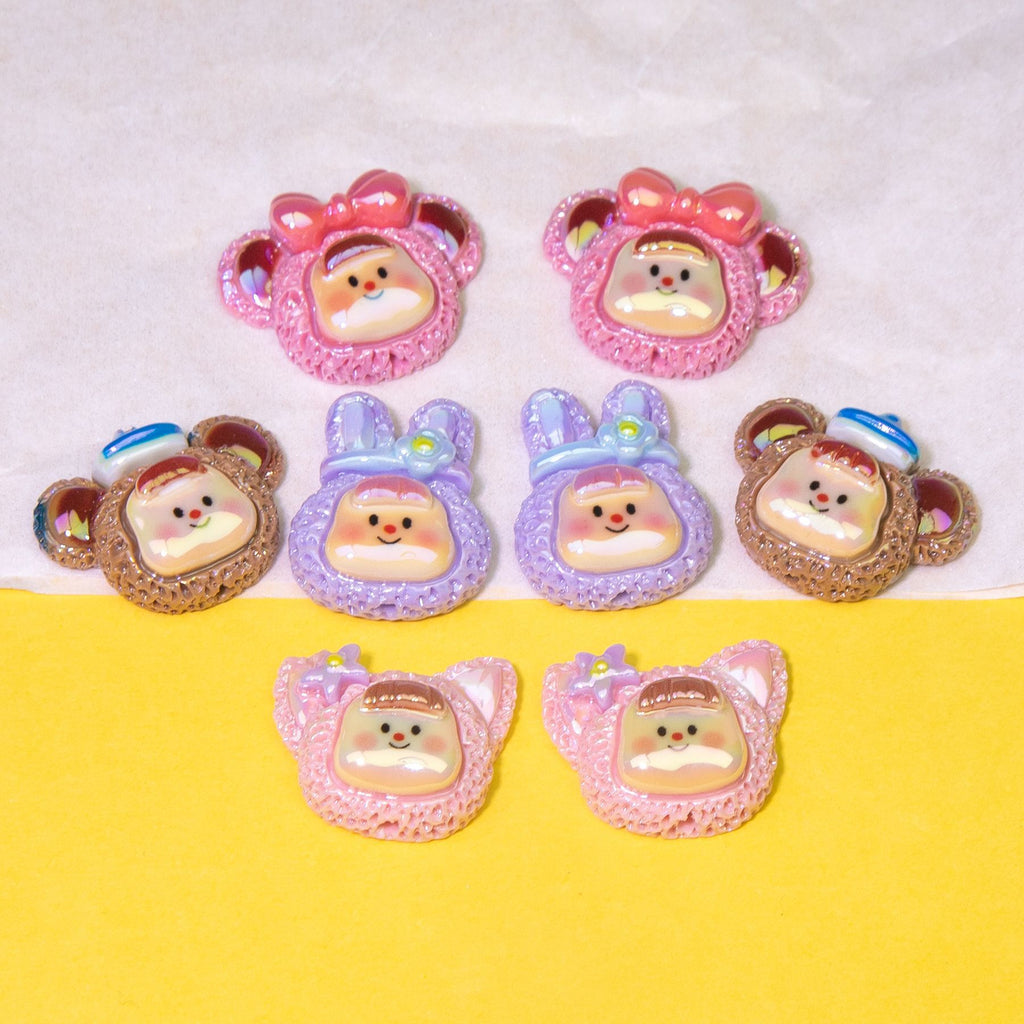 Plating Cute Duoduo Girl Series Resin Beads Glossy Animal Faces 10pcs