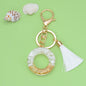 Tassel Letter A Keychain Resin Gold Flakes White Tassel 44