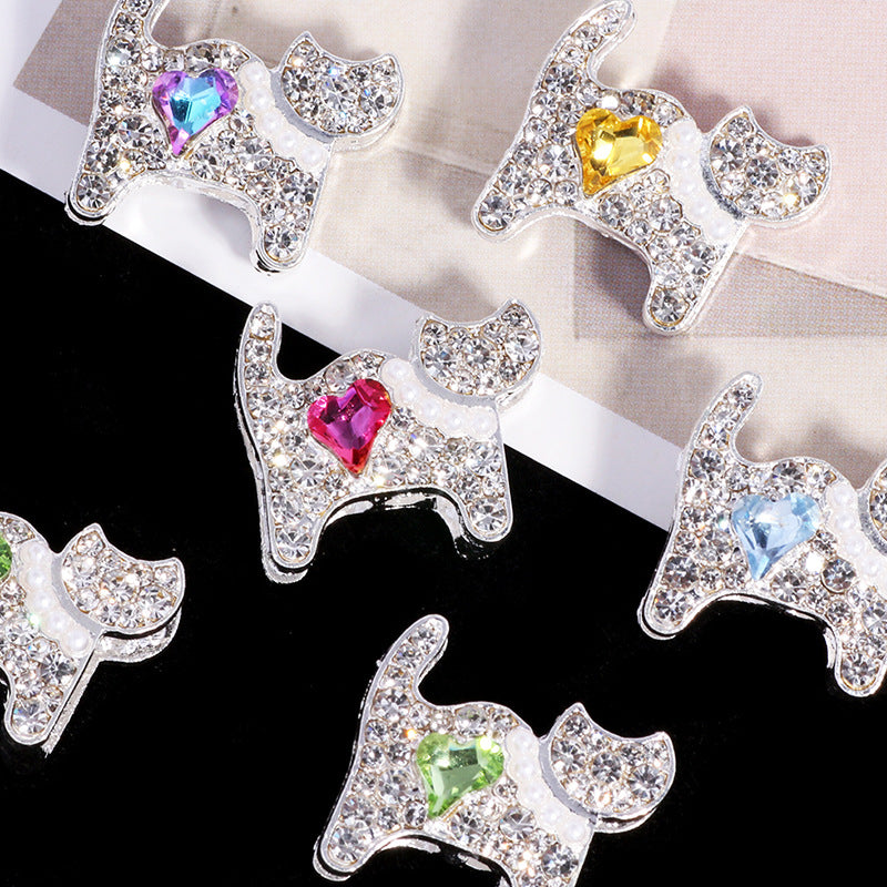 Double-Sided Cat Rhinestone Beads 22mm Full Pave Alloy 3pcs 2