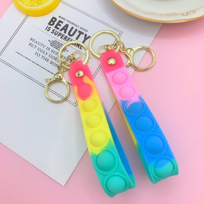 Silicone Bubble Pop Wristlet Keychain Colorful Stress Relief Fit 3
