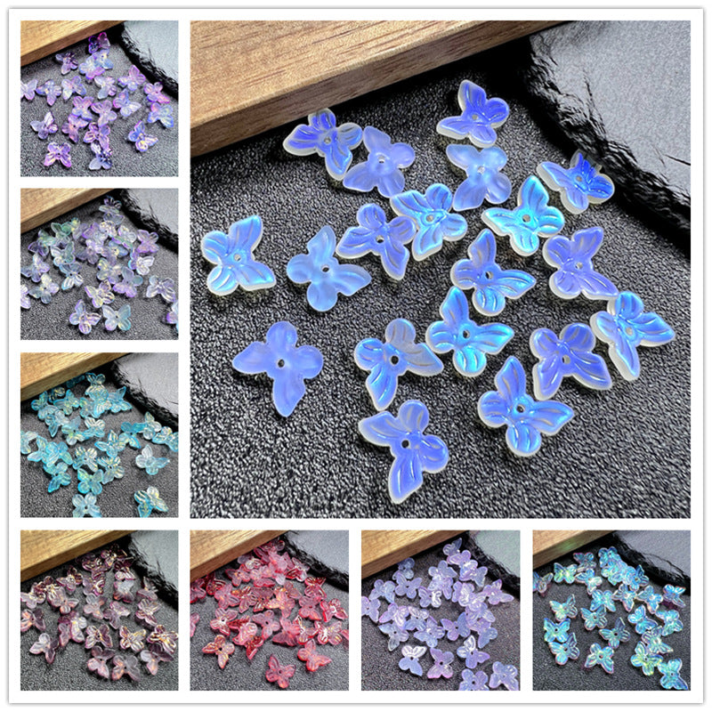 Czech Glass Beads Butterfly 11mm Gradient Purple Blue Green 50pcs