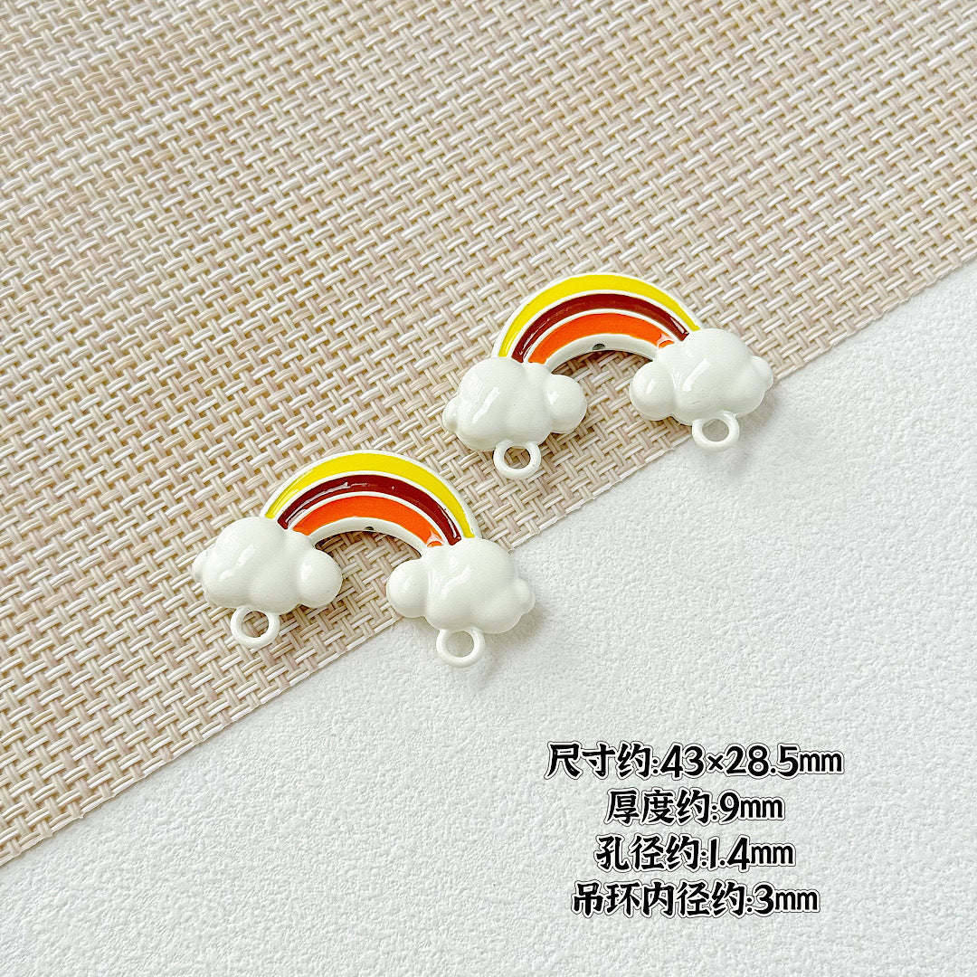 Painted Rainbow and Swing Plate Metal Beads 43mm 28mm Baking Finish 10pcs 6