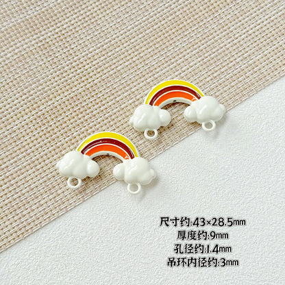 Painted Rainbow and Swing Plate Metal Beads 43mm 28mm Baking Finish 10pcs 6