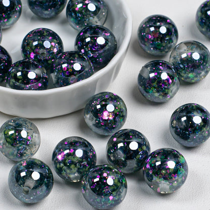 Radiant Glitter Filled Resin Beads 16mm Round Multicolor 10pcs 8