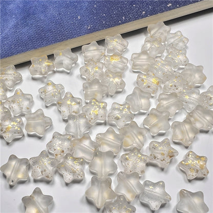 Small Star Czech Glass Beads 8mm Translucent Gold Flecked 50pcs 12