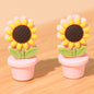 Silicone Focal Beads Sunflower Flowerpot Brown Pot Yellow Flower 20pcs 7