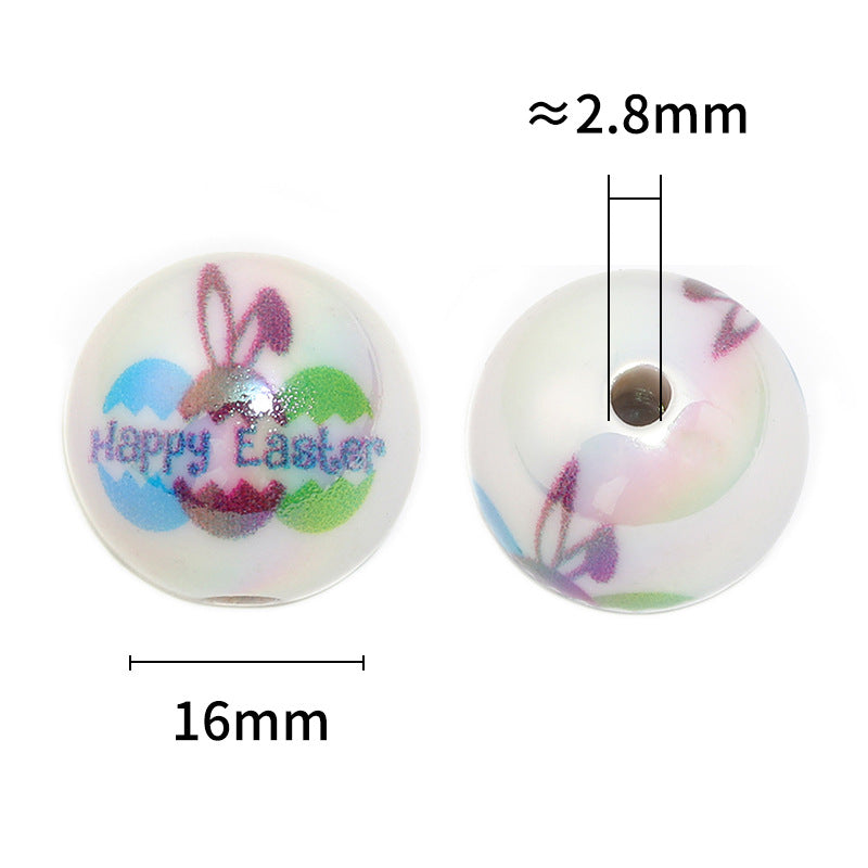 Plating Easter Series Printed Acrylic Beads 16mm Glossy Pastel 50pcs 3