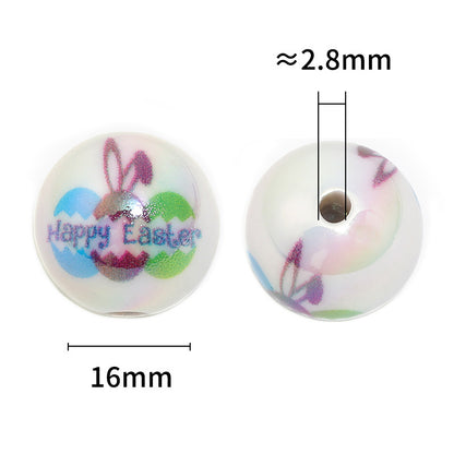 Plating Easter Series Printed Acrylic Beads 16mm Glossy Pastel 50pcs 3