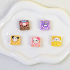 Cartoon Square Resin Beads 20mm Glossy Colorful 10pcs 2