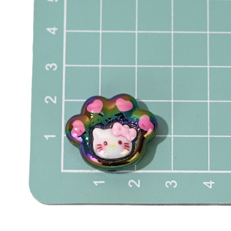 Plating Kitten Paw Acrylic Beads 22mm UV Colorful Resin 10pcs 5