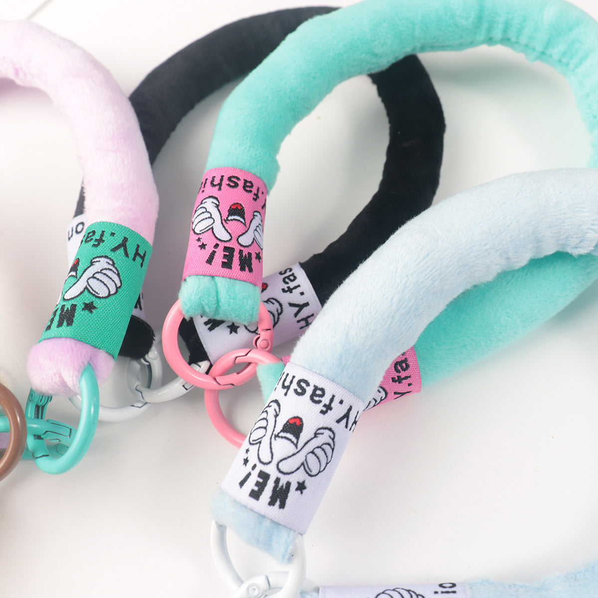 Plush Fabric Stuffed Lanyard Phone Keychain Soft Pastel Colors 2pcs 4