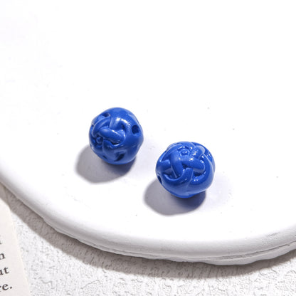 Painted Round Acrylic Beads 11mm Baked Glossy 50pcs 11