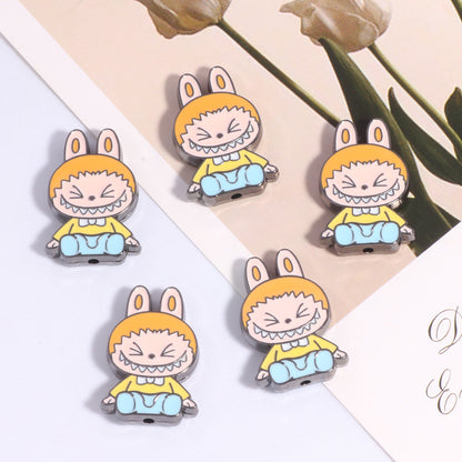 Cheerful Bunny Ear Metal Beads 24mm Colorful Enamel Alloy 10pcs 13