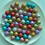 Opaque Bubblegum Beads 20mm Spray Painted Wrinkle Texture 10pcs