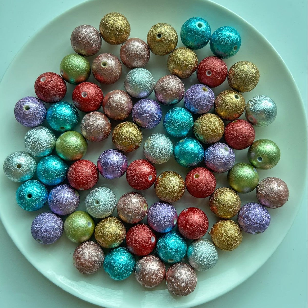 Opaque Bubblegum Beads 20mm Spray Painted Wrinkle Texture 10pcs
