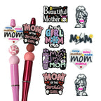 Silicone Focal Beads Mother Theme Playful Scripts Hearts 20pcs 2
