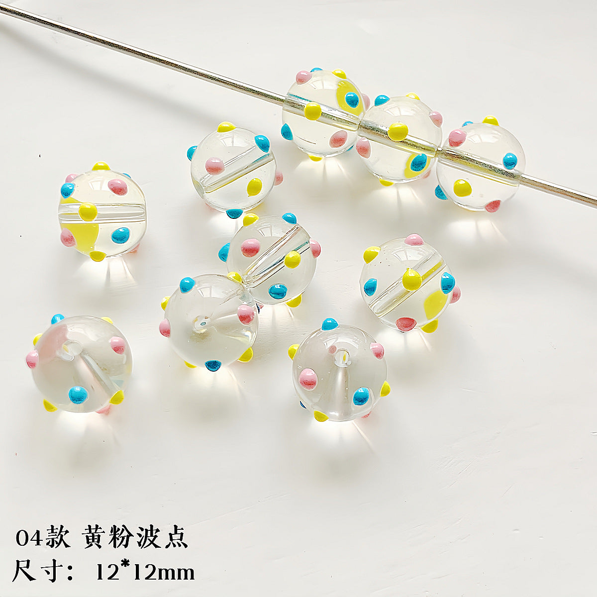 Hand Painted Transparent Glass Beads 12-14mm Christmas Series 1pc 24
