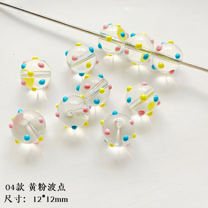 Hand Painted Transparent Glass Beads 12-14mm Christmas Series 1pc 24