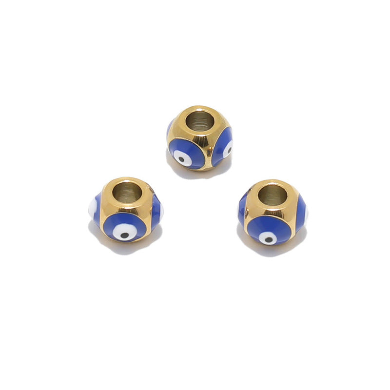 Stainless Steel Round Metal Beads 8mm Multicolor Evil Eye 10pcs 11