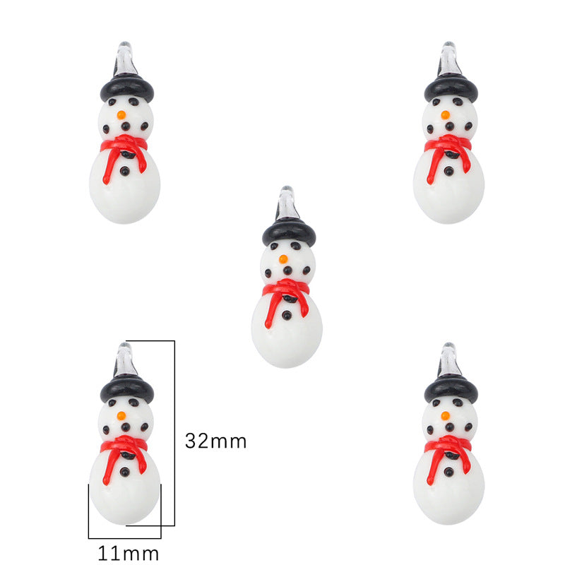 Lampwork Glass Beads Hand Painted Christmas Theme Enamel 2pcs 9