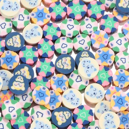 Flat Clay Beads 9mm Mother'S Day Series Pattern Polymer 100pcs 7