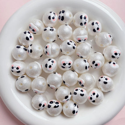 Painted Round Acrylic Beads 16mm Cartoon Hand Painted Imitation Pearl 5pcs 11