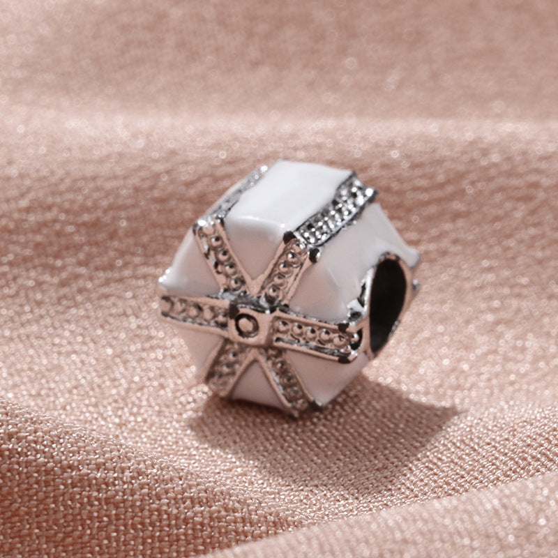 Cube Metal Beads 10mm Christmas Gift Box Enamel Large Hole 10pcs 7
