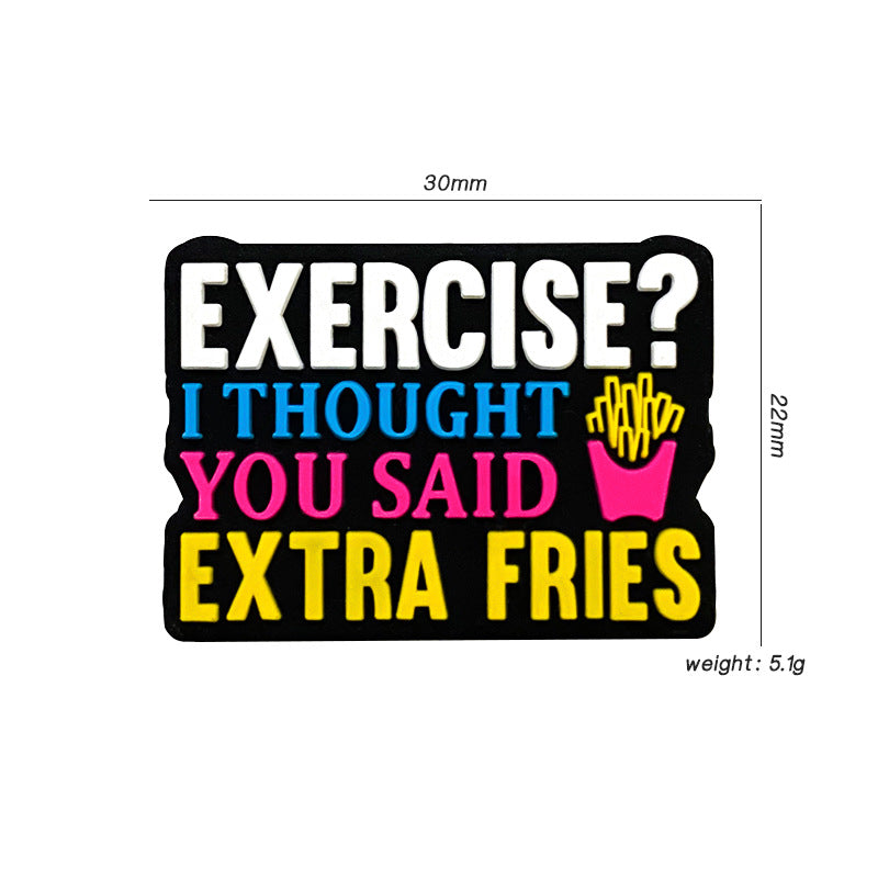 Silicone Focal Beads French Fries Colorful Text on Black 20pcs 2