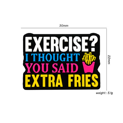 Silicone Focal Beads French Fries Colorful Text on Black 20pcs 2