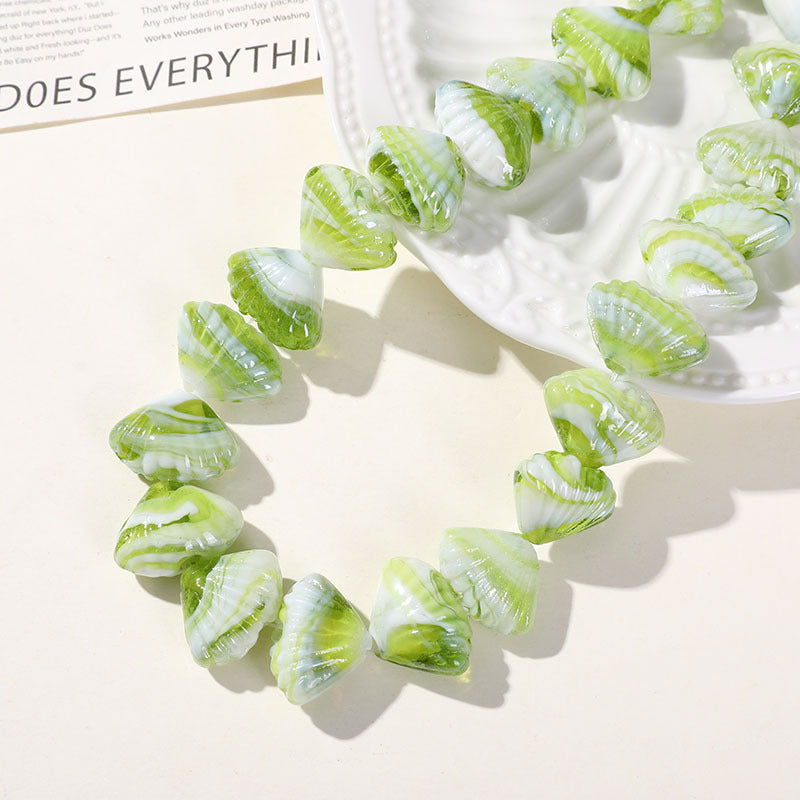 Two Tone 3D Shell Lampwork Glass Beads 22mm Handmade 10pcs 7