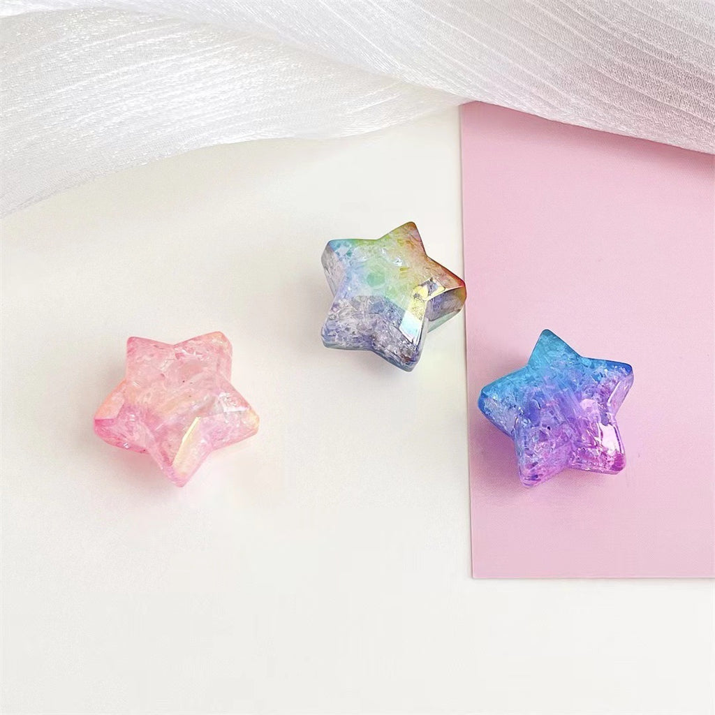 Gradient Faceted Crackle Star Acrylic Beads 21mm Colorful Mixed 100pcs 2