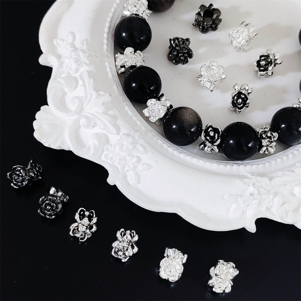 Alloy Rose Spacer Beads 8mm Tibetan Style 100pcs