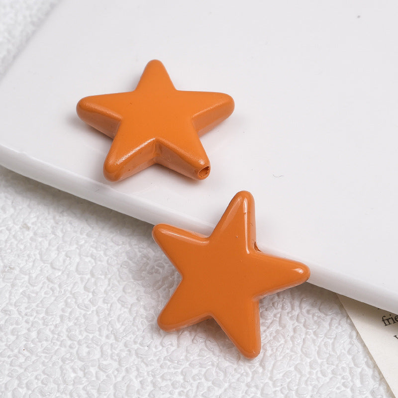 Painted Star Acrylic Beads 21mm Bright Colored Baking Finish 100pcs 13