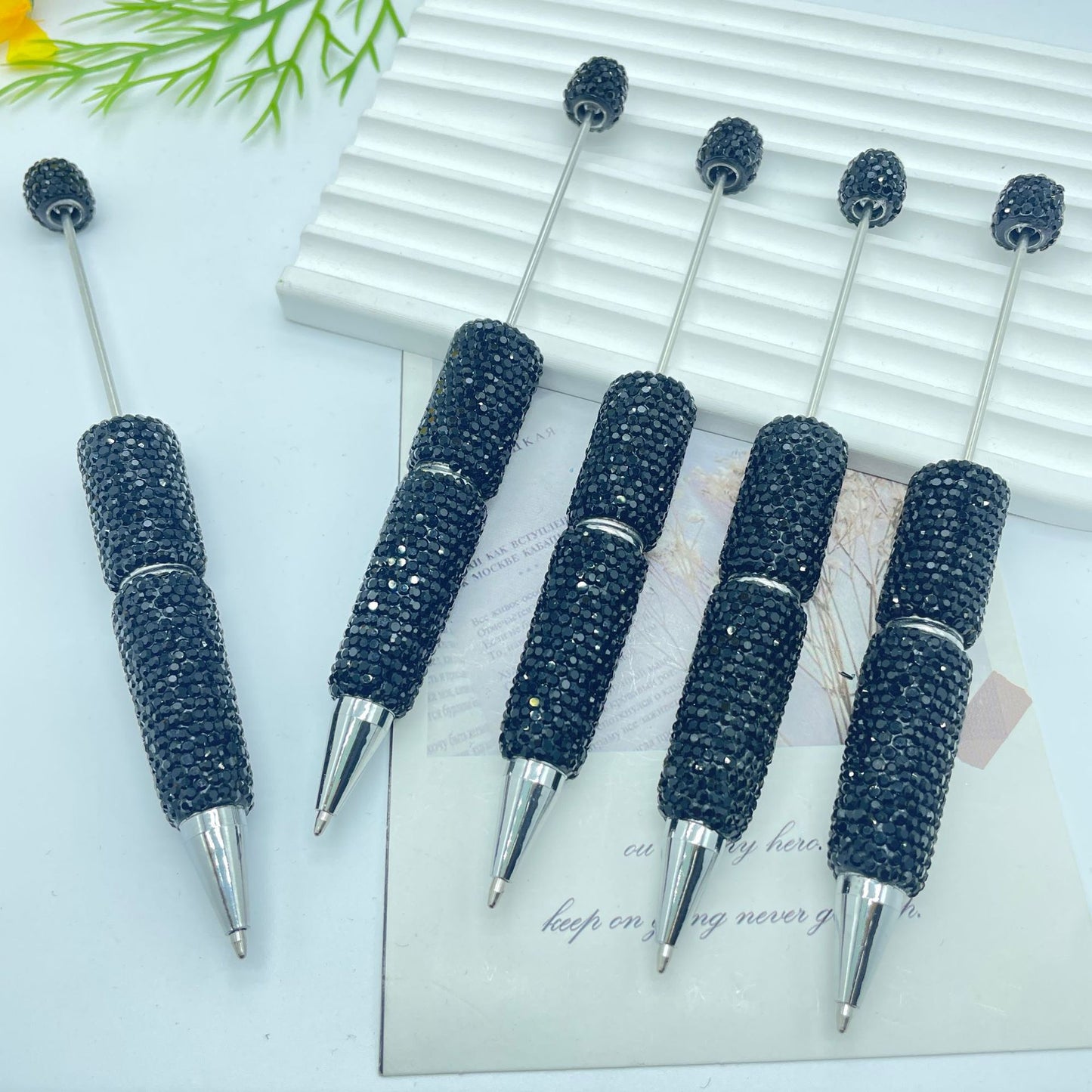 Beadable Pen Full Rhinestone Solid Color Ballpoint 10