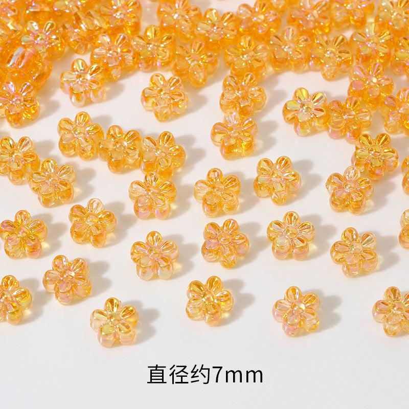 Plating AB Colored Floret Resin Beads 7mm Transparent 100pcs 15