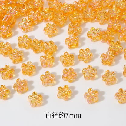 Plating AB Colored Floret Resin Beads 7mm Transparent 100pcs 15