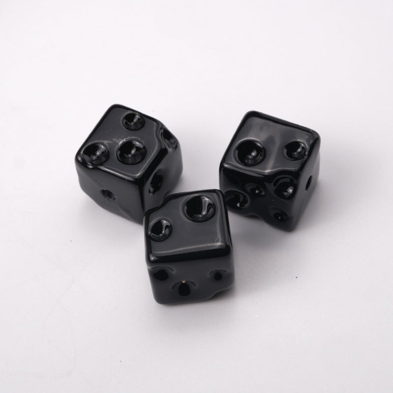 Painted Square Acrylic Beads 14mm Colored Baking Cheese Style 100pcs 15